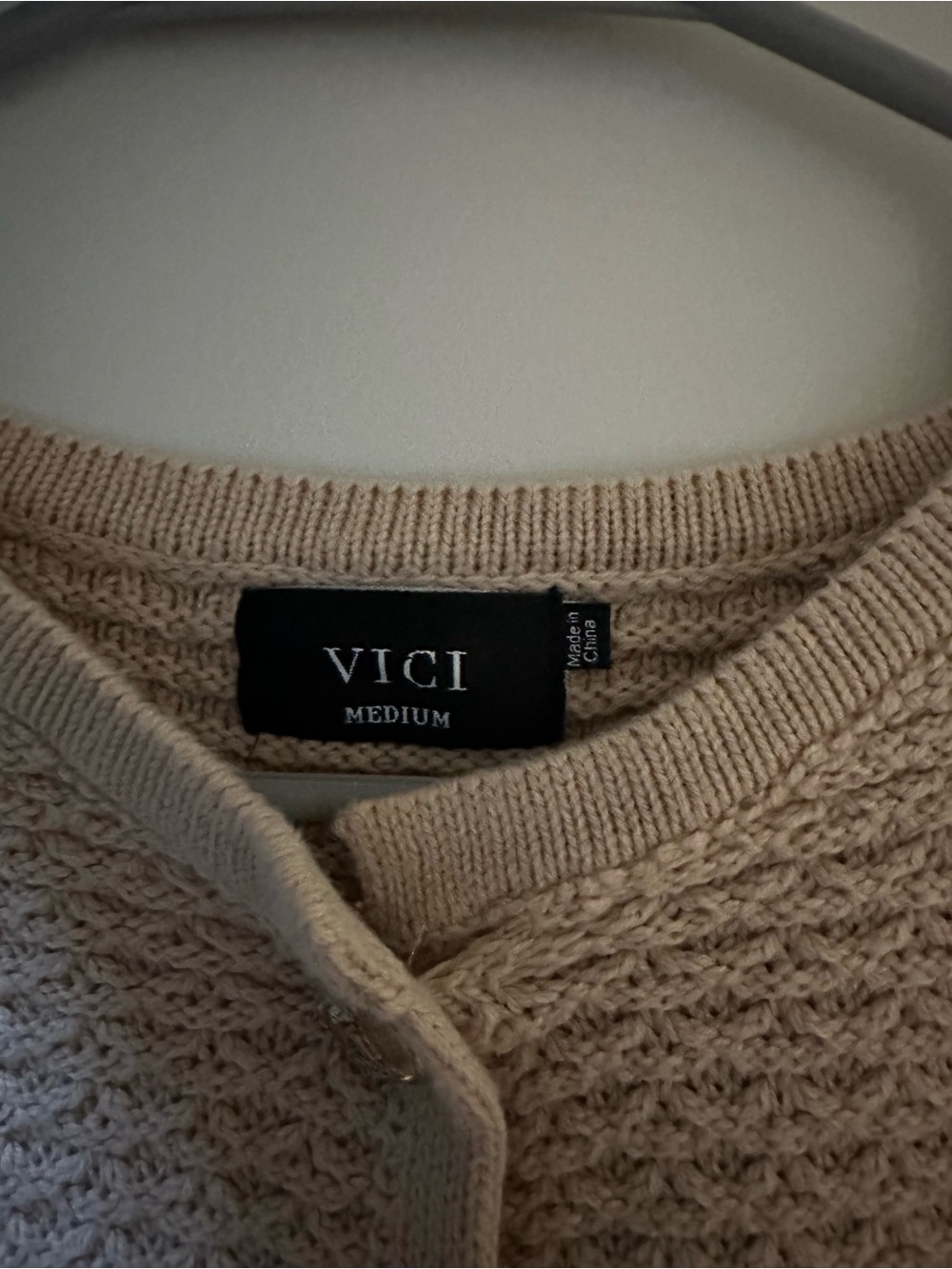 Vici Cream Textured Knit Cardigan with Gold Buttons - Picture 8 of 10